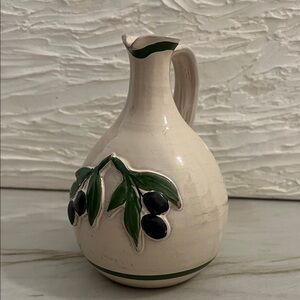 Vintage Lamas Italy Olive Oil Jug \ Olive Oil Pitcher: Hand Painted
